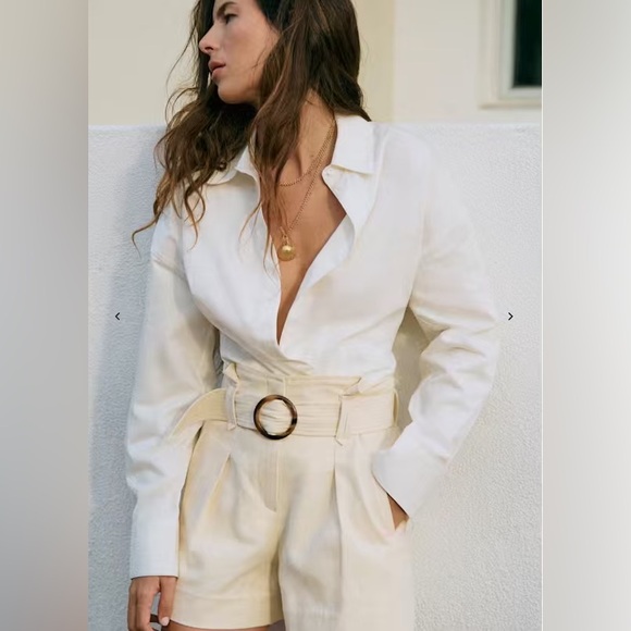 Sezane Elegant Cream High-Waisted short - Picture 3 of 9